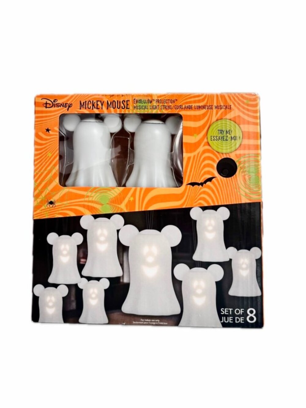 Disney Halloween Mickey Mouse Emoteglow Projection Musical String Light 8 Ghosts